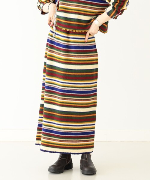 BEAMS BOY(ビームスボーイ)の「BEAMS BOY / マルチボーダー ニット スカート(スカート・レディース・イエロー/ホワイト系その他7・ONE SIZE)」の4枚目の写真