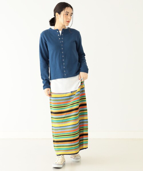 BEAMS BOY(ビームスボーイ)の「BEAMS BOY / マルチボーダー ニット スカート(スカート・レディース・イエロー/ホワイト系その他7・ONE SIZE)」の6枚目の写真