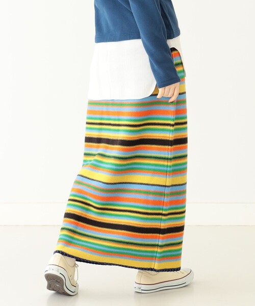 BEAMS BOY(ビームスボーイ)の「BEAMS BOY / マルチボーダー ニット スカート(スカート・レディース・イエロー/ホワイト系その他7・ONE SIZE)」の7枚目の写真