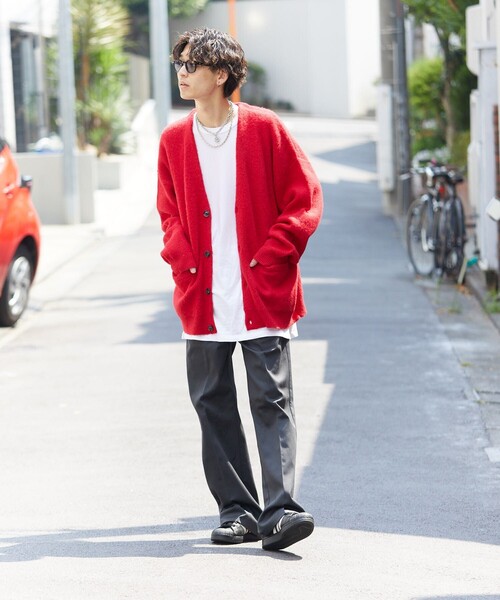 PUBLUX（パブリュクス）の「【PUBLUX/パブリュクス】 シャギーニットカーディガン/ユニセックス/オーバーサイズ/モヘヤタッチシャギー（カーディガン/ボレロ・メンズ・ブラック/レッド/ブルー/サックスブルー/イエロー/グリーン・SMALL/MEDIUM/LARGE）」の11枚目の写真