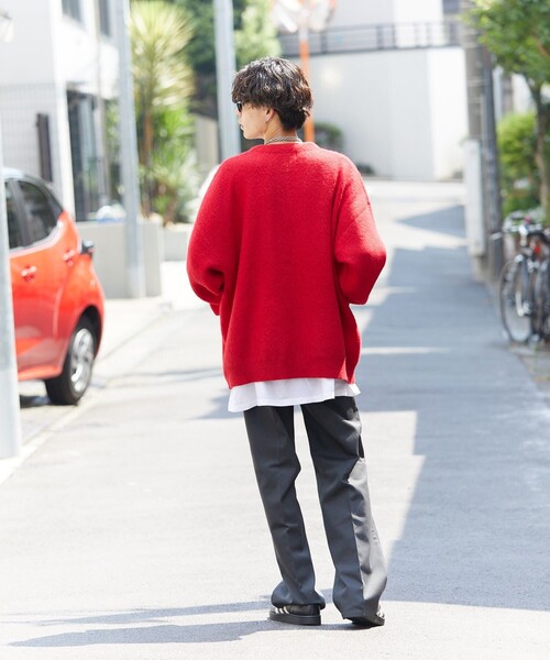 PUBLUX（パブリュクス）の「【PUBLUX/パブリュクス】 シャギーニットカーディガン/ユニセックス/オーバーサイズ/モヘヤタッチシャギー（カーディガン/ボレロ・メンズ・ブラック/レッド/ブルー/サックスブルー/イエロー/グリーン・SMALL/MEDIUM/LARGE）」の12枚目の写真