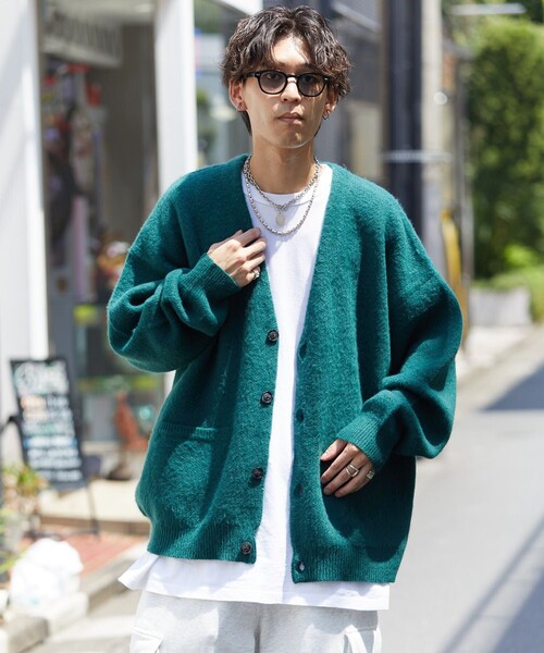 PUBLUX（パブリュクス）の「【PUBLUX/パブリュクス】 シャギーニットカーディガン/ユニセックス/オーバーサイズ/モヘヤタッチシャギー（カーディガン/ボレロ・メンズ・ブラック/レッド/ブルー/サックスブルー/イエロー/グリーン・SMALL/MEDIUM/LARGE）」の16枚目の写真