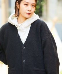 【PUBLUX/パブリュクス】 シャギーニットカーディガン/ユニセックス/オーバーサイズ/モヘヤタッチシャギー