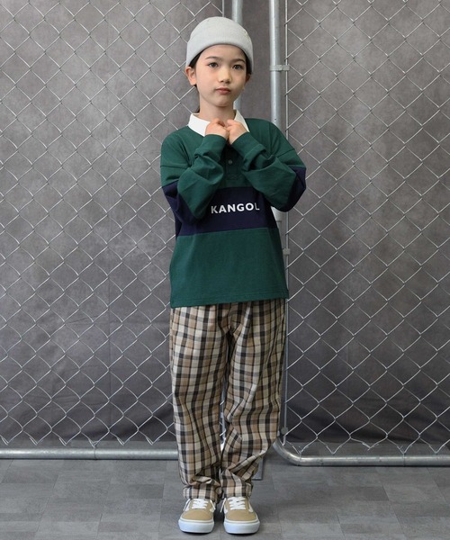 KANGOL KIDS(カンゴールキッズ)の「【KANGOL】ラガーシャツ(Tシャツ/カットソー・キッズ・グリーン/ブラック・130/150/120/140/105/160)」の3枚目の写真