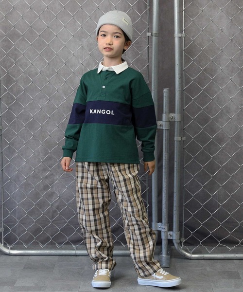 KANGOL KIDS(カンゴールキッズ)の「【KANGOL】ラガーシャツ(Tシャツ/カットソー・キッズ・グリーン/ブラック・130/150/120/140/105/160)」の4枚目の写真
