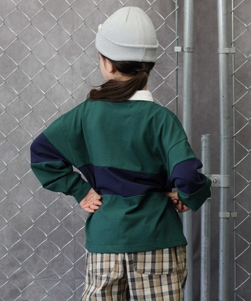 KANGOL KIDS(カンゴールキッズ)の「【KANGOL】ラガーシャツ(Tシャツ/カットソー・キッズ・グリーン/ブラック・130/150/120/140/105/160)」の7枚目の写真