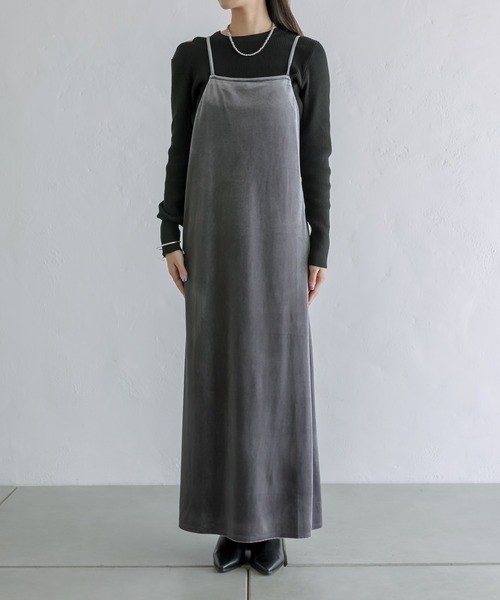 mystic（ミスティック）の「【サイズ展開あり！】ベロアキャミワンピース（ワンピース・レディース・ブラック/チャコールグレー/ベージュ/ブルー・FREE/0）」の10枚目の写真