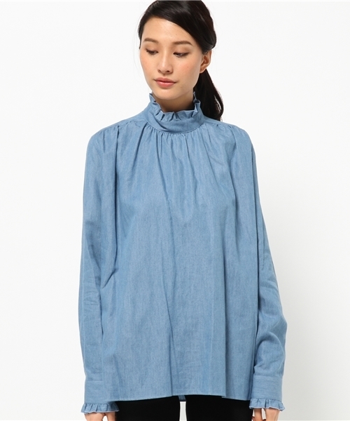 603（ロクマルサン）の「603 ハイネックブラウス（シャツ/ブラウス・レディース・ブルー・FREE）」の3枚目の写真