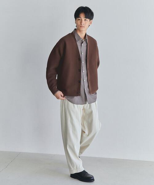 green label relaxing（グリーンレーベルリラクシング）の「ポリエステルメッシュガーター Vネック カーディガン（カーディガン/ボレロ・メンズ・ダークブラウン/パープル/ナチュラル/ケリー・S/M/L/XL）」の8枚目の写真
