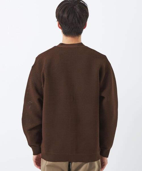 green label relaxing（グリーンレーベルリラクシング）の「ポリエステルメッシュガーター Vネック カーディガン（カーディガン/ボレロ・メンズ・ダークブラウン/パープル/ナチュラル/ケリー・S/M/L/XL）」の5枚目の写真