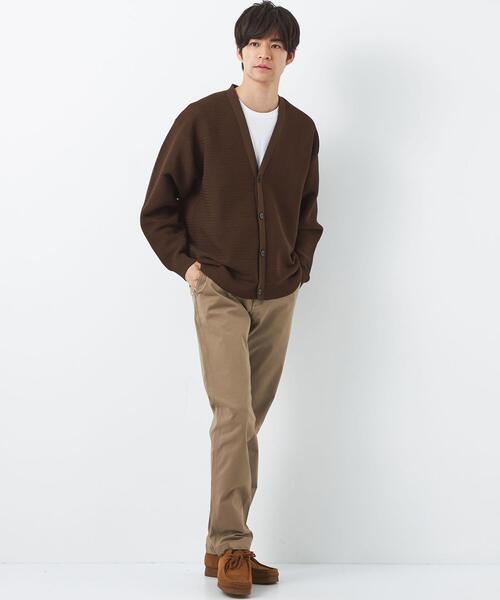 green label relaxing（グリーンレーベルリラクシング）の「ポリエステルメッシュガーター Vネック カーディガン（カーディガン/ボレロ・メンズ・ダークブラウン/パープル/ナチュラル/ケリー・S/M/L/XL）」の12枚目の写真
