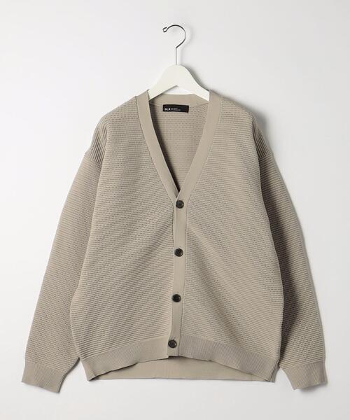 green label relaxing（グリーンレーベルリラクシング）の「ポリエステルメッシュガーター Vネック カーディガン（カーディガン/ボレロ・メンズ・ダークブラウン/パープル/ナチュラル/ケリー・S/M/L/XL）」の6枚目の写真