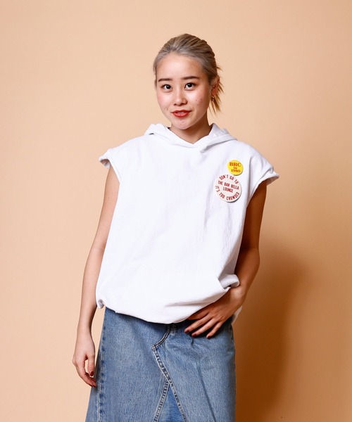 WALLA WALLA SPORT（ワラワラスポーツ）の「13oz CUT OFF PARKA  / 13オンス カットオフ パーカ（パーカー・メンズ・ホワイト/アイボリー/ダークインディゴブルー/ブラック系その他/モカ/グリーン系その他/チャコールグレー/ブラック・LARGE/MEDIUM/X-LARGE）」の2枚目の写真