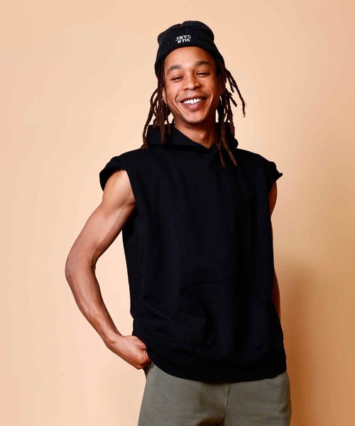 WALLA WALLA SPORT（ワラワラスポーツ）の「13oz CUT OFF PARKA  / 13オンス カットオフ パーカ（パーカー・メンズ・ホワイト/アイボリー/ダークインディゴブルー/ブラック系その他/モカ/グリーン系その他/チャコールグレー/ブラック・LARGE/MEDIUM/X-LARGE）」の4枚目の写真