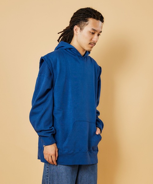 WALLA WALLA SPORT（ワラワラスポーツ）の「13oz CUT OFF PARKA  / 13オンス カットオフ パーカ（パーカー・メンズ・ホワイト/アイボリー/ダークインディゴブルー/ブラック系その他/モカ/グリーン系その他/チャコールグレー/ブラック・LARGE/MEDIUM/X-LARGE）」の22枚目の写真