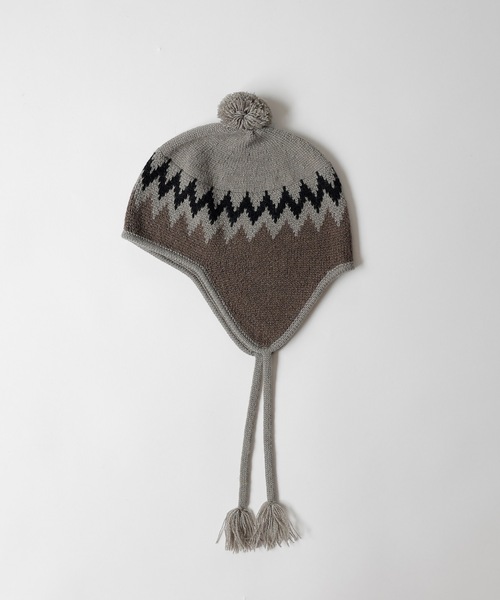 NUMBER (N)INE(ナンバーナイン)の「ZIGZAG JACQUARD BEANIE(ニットキャップ/ビーニー・メンズ・ブラック/カーキ/ライトブラウン・FREE)」の3枚目の写真
