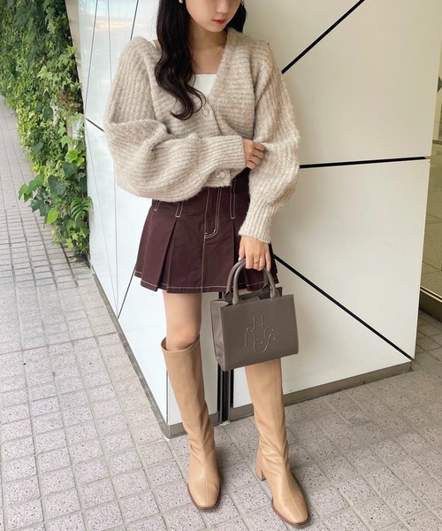 one after another NICE CLAUP（ワンアフターアナザーナイスクラップ）の「着回し万能淡色クロップドカーディガン（カーディガン/ボレロ・レディース・ライトグレー/ベージュ/ブラウン系その他/モカ・FREE）」の7枚目の写真