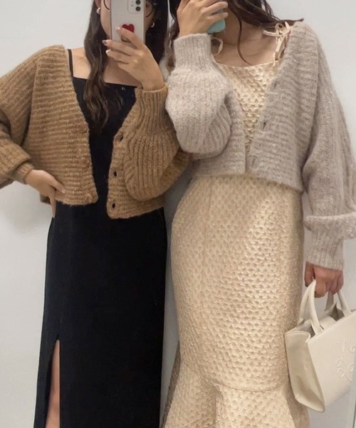 one after another NICE CLAUP（ワンアフターアナザーナイスクラップ）の「着回し万能淡色クロップドカーディガン（カーディガン/ボレロ・レディース・ライトグレー/ベージュ/ブラウン系その他/モカ・FREE）」の18枚目の写真