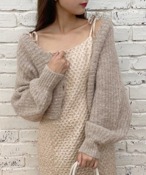 one after another NICE CLAUP（ワンアフターアナザーナイスクラップ）の「着回し万能淡色クロップドカーディガン（カーディガン/ボレロ・レディース・ライトグレー/ベージュ/ブラウン系その他/モカ・FREE）」の16枚目の写真