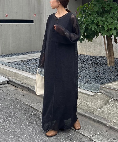 CAPRICIEUX LE'MAGE（カプリシューレマージュ）の「2SETフレアスリーブメッシュワンピース（ワンピース・レディース・ブラック/ベージュ/ブラウン・FREE）」の18枚目の写真