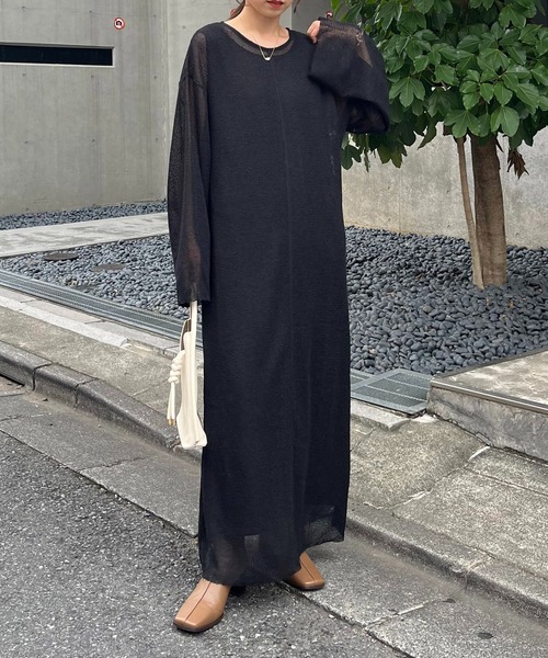 CAPRICIEUX LE'MAGE（カプリシューレマージュ）の「2SETフレアスリーブメッシュワンピース（ワンピース・レディース・ブラック/ベージュ/ブラウン・FREE）」の19枚目の写真