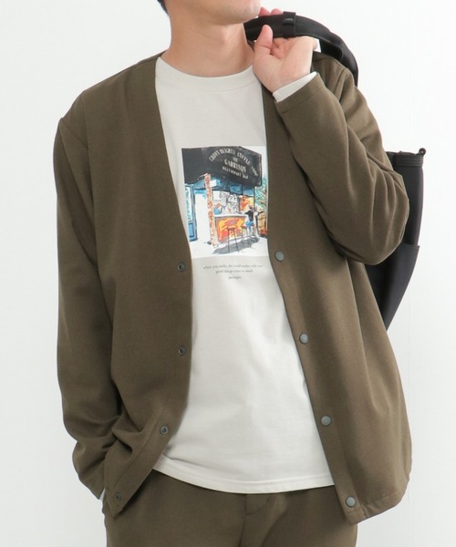 ikka(イッカ)の「【イージーケア】LANATEC アムンゼンカーディガン【セットアップ対応】(カーディガン/ボレロ・メンズ・ブラック/オリーブ・S/M/L/XL)」の1枚目の写真