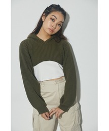 LAGUA GEM | SHORT HOODIE KNIT ショートフードニット(ニット/セーター)