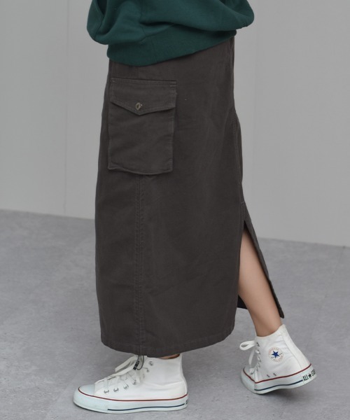 Auntie Rosa（アンティローザ）の「【Shoowtime】カーゴ ロング スカート cargo long skirt（スカート・レディース・ブラック/カーキ/チャコールグレー・SMALL/LARGE/MEDIUM）」の16枚目の写真