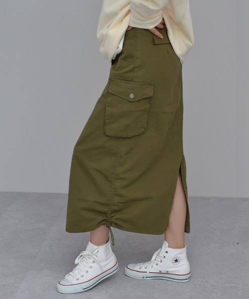Auntie Rosa（アンティローザ）の「【Shoowtime】カーゴ ロング スカート cargo long skirt（スカート・レディース・ブラック/カーキ/チャコールグレー・SMALL/LARGE/MEDIUM）」の19枚目の写真