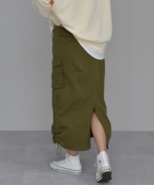 Auntie Rosa（アンティローザ）の「【Shoowtime】カーゴ ロング スカート cargo long skirt（スカート・レディース・ブラック/カーキ/チャコールグレー・SMALL/LARGE/MEDIUM）」の20枚目の写真