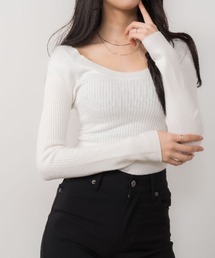 OLUPIC/【WEB限定】2wayショート丈リブニット