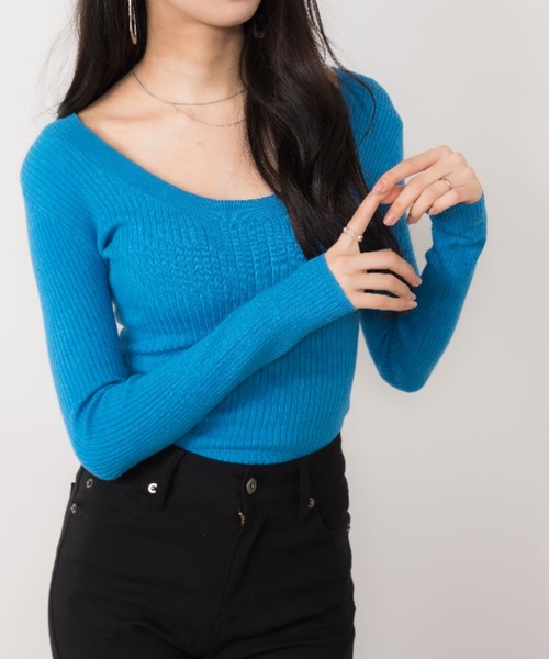 OLUPIC（オルピック）の「OLUPIC/【WEB限定】2wayショート丈リブニット（ニット/セーター・レディース・ピンク系その他/ベージュ/ホワイト/ターコイズブルー/ブラック・FREE）」の4枚目の写真