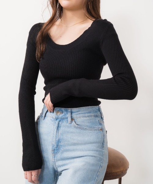 OLUPIC（オルピック）の「OLUPIC/【WEB限定】2wayショート丈リブニット（ニット/セーター・レディース・ピンク系その他/ベージュ/ホワイト/ターコイズブルー/ブラック・FREE）」の3枚目の写真