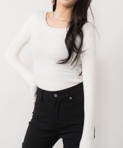 OLUPIC（オルピック）の「OLUPIC/【WEB限定】2wayショート丈リブニット（ニット/セーター・レディース・ピンク系その他/ベージュ/ホワイト/ターコイズブルー/ブラック・FREE）」の8枚目の写真