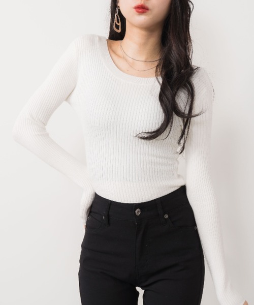 OLUPIC（オルピック）の「OLUPIC/【WEB限定】2wayショート丈リブニット（ニット/セーター・レディース・ピンク系その他/ベージュ/ホワイト/ターコイズブルー/ブラック・FREE）」の7枚目の写真