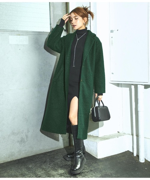 ANAP(アナップ)の「リングシングルボタンロングコート(チェスターコート・レディース・モスグリーン/ブラック/モカ・FREE)」の6枚目の写真