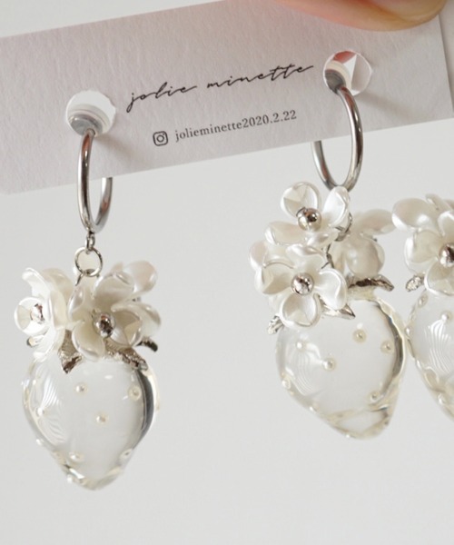 CERCA（チェルカ）の「jolie minette/いちごフラワー フープ イヤリング/サージカルステンレス316L（イヤリング・レディース・シルバー/ゴールド/ベージュ/ブラック/ブラウン・FREE）」の11枚目の写真