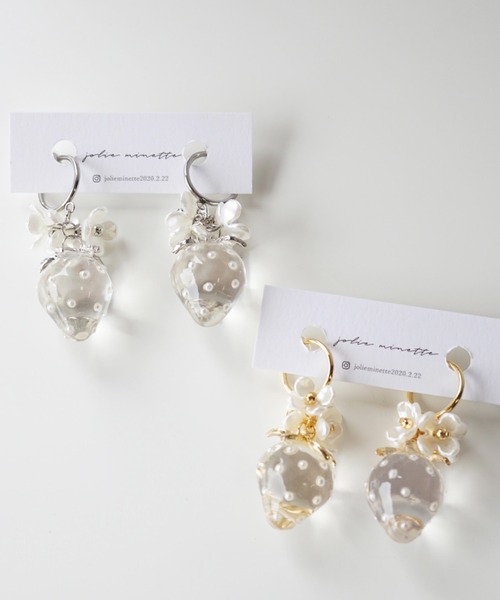 CERCA（チェルカ）の「jolie minette/いちごフラワー フープ イヤリング/サージカルステンレス316L（イヤリング・レディース・シルバー/ゴールド/ベージュ/ブラック/ブラウン・FREE）」の16枚目の写真