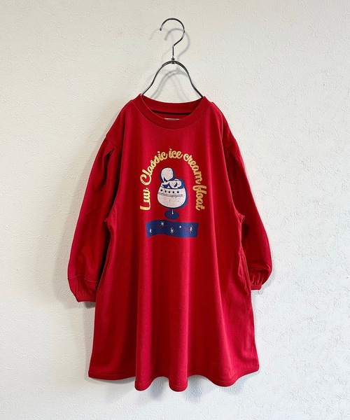 Life Support Products(ライフサポートプロダクツ)の「ナガソデプリントワンピース(90~150cm)(ワンピース・キッズ・レッド/ホワイト/ラベンダー/チャコール・90/100/110/120/130/140/150)」の1枚目の写真