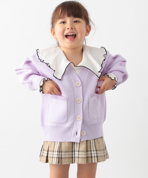 GLOBAL WORK(グローバルワーク)の「リッチライトニットVカーデ/178495(カーディガン/ボレロ・キッズ・アイボリー/ブラック/ライトパープル/サックスブルー・140cm/150cm/160cm/100cm/110cm/120cm/130cm)」の1枚目の写真