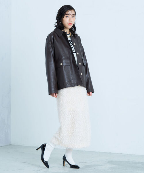 fredy emue(フレディエミュ)の「フワキラロングスカート(スカート・レディース・ブラック/オフホワイト・38)」の13枚目の写真
