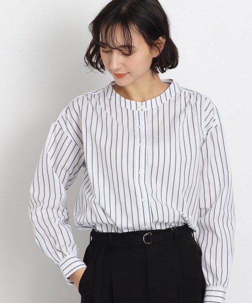 SHOO・LA・RUE(シューラルー)の「◆【着回し力が高い!】バンドカラーシャツ(シャツ/ブラウス・レディース・ライトパープル/ホワイト/ライトグリーン系2/ライトブルー/ホワイト系5/ネイビー系2・02/03/04)」の3枚目の写真