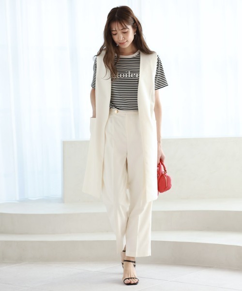 Pierrot（ピエロ）の「ボタンデザインタックパンツ（スラックス・レディース・ブラック/ブルー系その他/オフホワイト・M/L）」の10枚目の写真