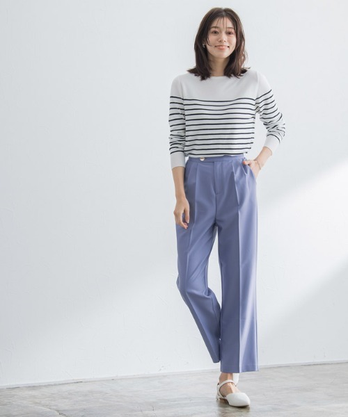 Pierrot（ピエロ）の「ボタンデザインタックパンツ（スラックス・レディース・ブラック/ブルー系その他/オフホワイト・M/L）」の14枚目の写真