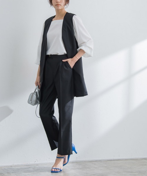 Pierrot（ピエロ）の「ボタンデザインタックパンツ（スラックス・レディース・ブラック/ブルー系その他/オフホワイト・M/L）」の19枚目の写真