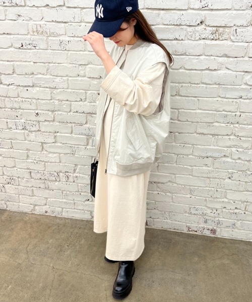 PUAL CE CIN（ピュアルセシン）の「オーガニックコットン配色ステッチワンピース（ワンピース・レディース・チャコールグレー/ナチュラル・FREE）」の14枚目の写真