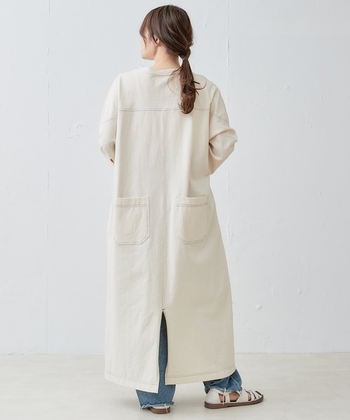PUAL CE CIN（ピュアルセシン）の「オーガニックコットン配色ステッチワンピース（ワンピース・レディース・チャコールグレー/ナチュラル・FREE）」の17枚目の写真