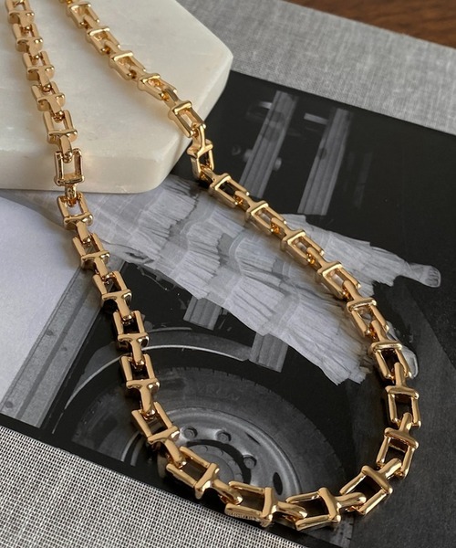 DouDou（ドゥドゥ）の「スクエアチェーンネックレス（その他ヘアアクセサリー・レディース・シルバー/ゴールド・FREE）」の2枚目の写真