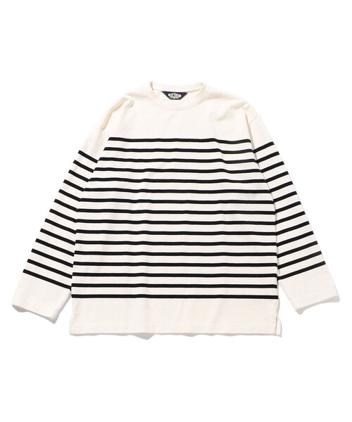 FREAK'S STORE(フリークスストア)の「KONECO/コネーソ 別注 パネルボーダー ロングスリーブTシャツ(Tシャツ/カットソー・メンズ・ブラック/ネイビー/オリーブ・LARGE/MEDIUM)」の8枚目の写真