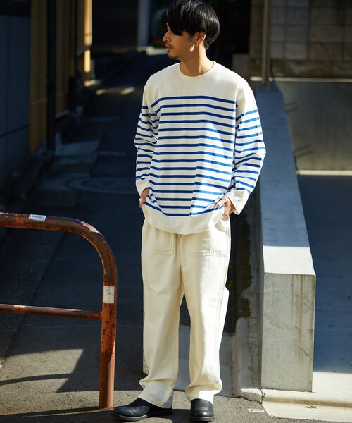 FREAK'S STORE(フリークスストア)の「KONECO/コネーソ 別注 パネルボーダー ロングスリーブTシャツ(Tシャツ/カットソー・メンズ・ブラック/ネイビー/オリーブ・LARGE/MEDIUM)」の11枚目の写真